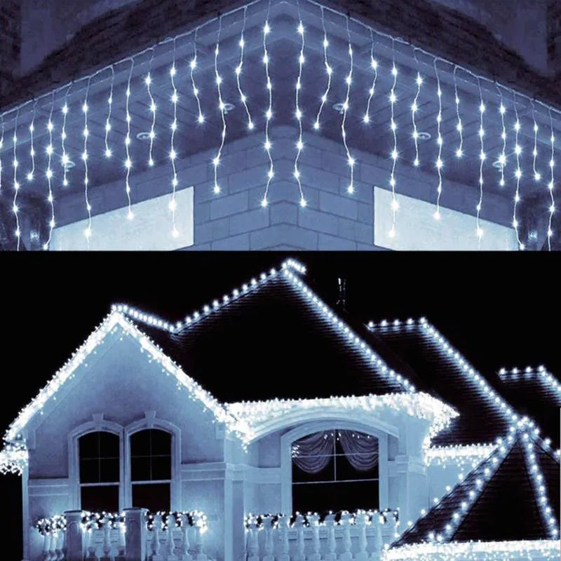 LED Icicle Lights for Christmas Holiday Decor, White (US Plug)