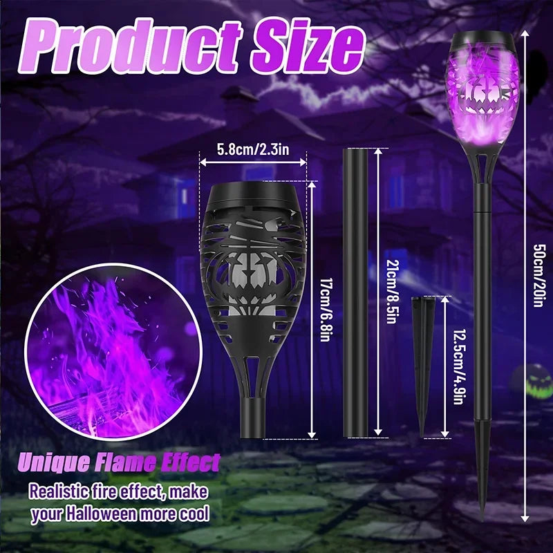 Solar-Powered Skull Flame Torch Lights 4PCS