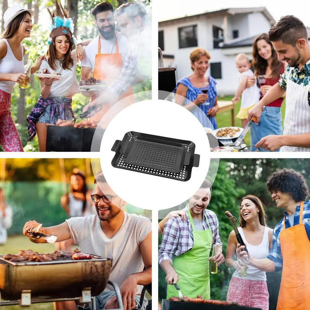 Indoor Outdoor BBQ Grill Pan Nonstick Double-Size