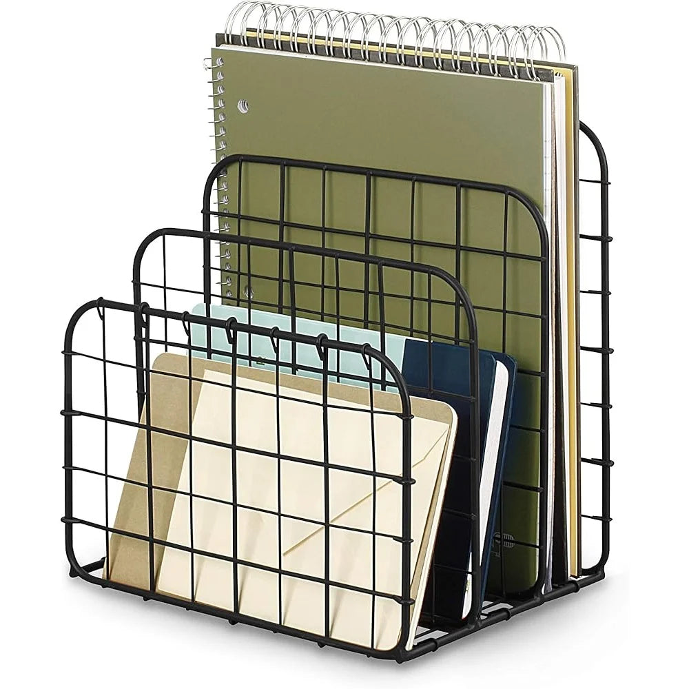 Vintage Desktop File Folder Organizer Rustic Home Desk Accessory