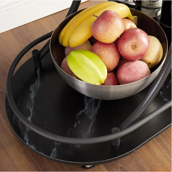 2-Tier Wine Rack Rolling Bar Cart for Living Room