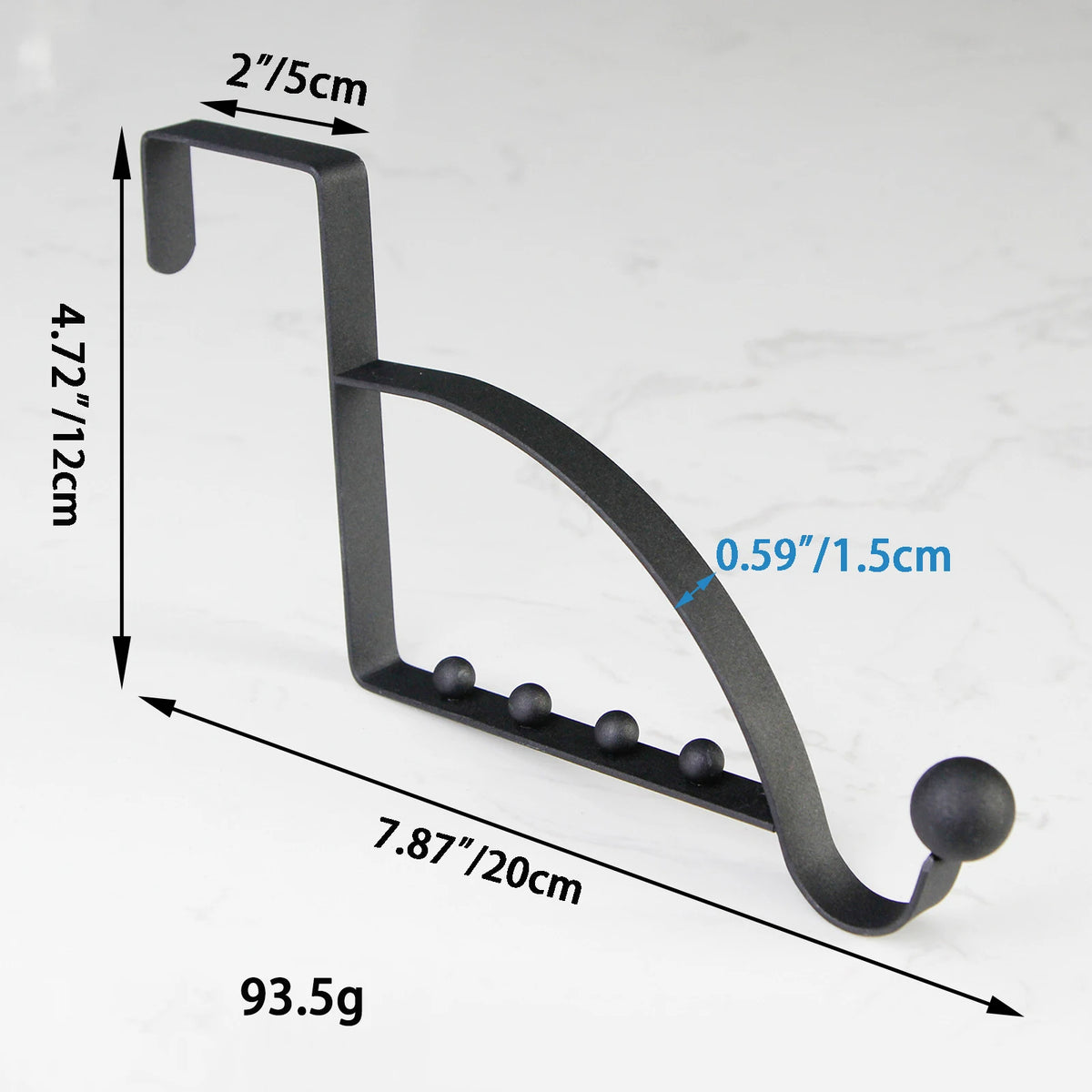 Space Saving Over The Door Hook Hanger Organizer (Black)