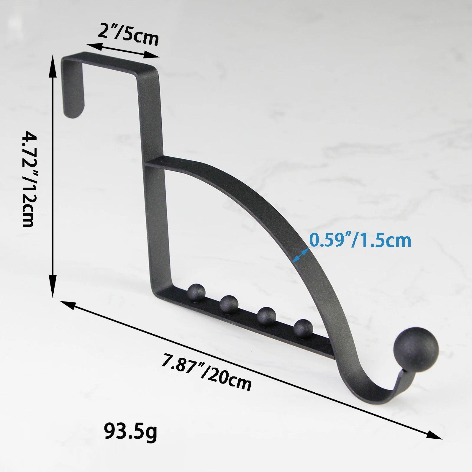 Space Saving Over The Door Hook Hanger Organizer (Black)