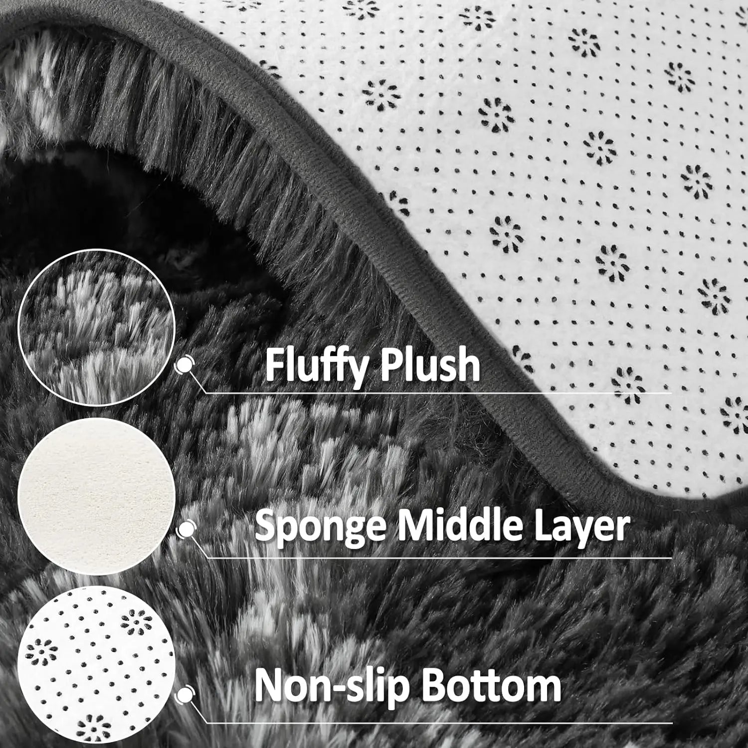 Super Soft Shag Rug Fluffy Carpet for Bedroom Living Room (Dark Gray)