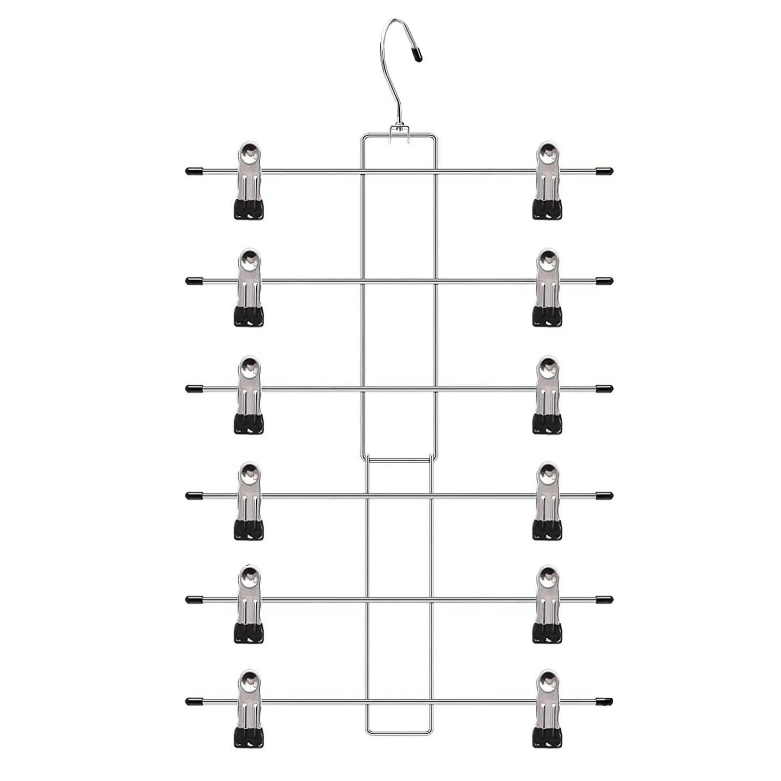Multilayer Metal Folding Pants Skirt Rack Space-Saving Hanger for Closets