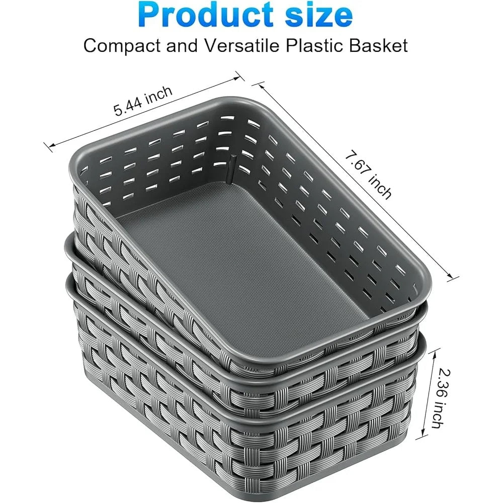 Compact Wicker Storage Bins for Home Organizing (3-Pack)
