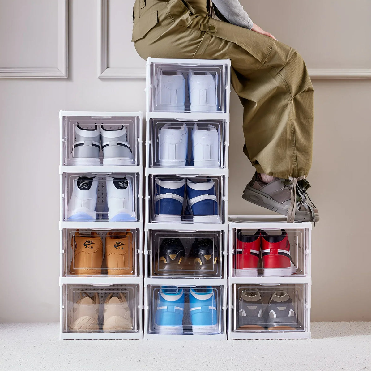 Foldable Transparent Shoe Organizer 6-Layer Display Case for Shoes
