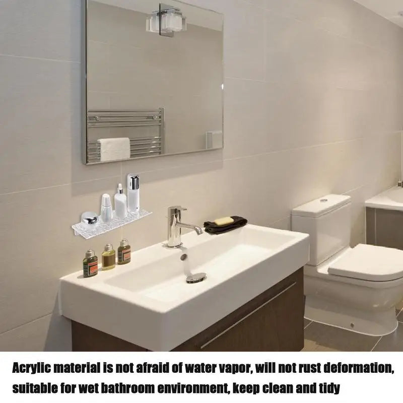Acrylic Floating Shelf No-Drill 20CM for Bathroom Storage