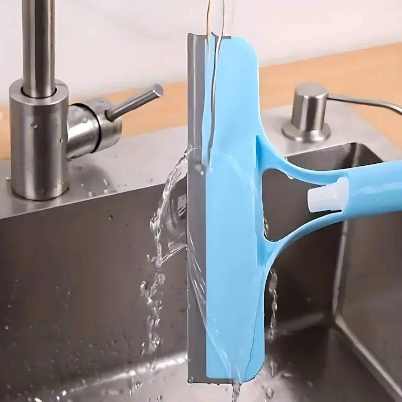 Handheld Blue Glass Wiper No-Streak Window Squeegee for Bathroom Mirrors
