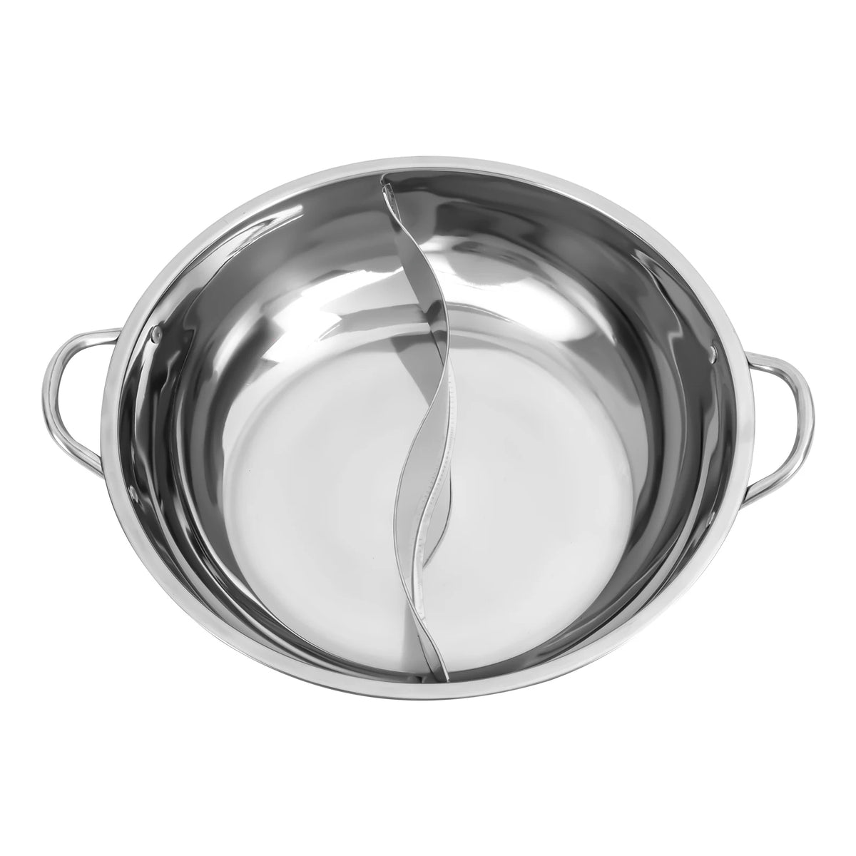 Stainless Steel Shabu-Shabu Hot Pot with Divider Glass Lid