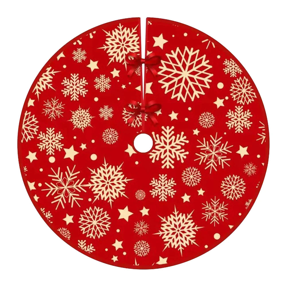 Round Christmas Tree Bottom Decor Mat (35.4") – Snowflake Pattern Printed Pad for Indoor and Outdoor Xmas Decoration