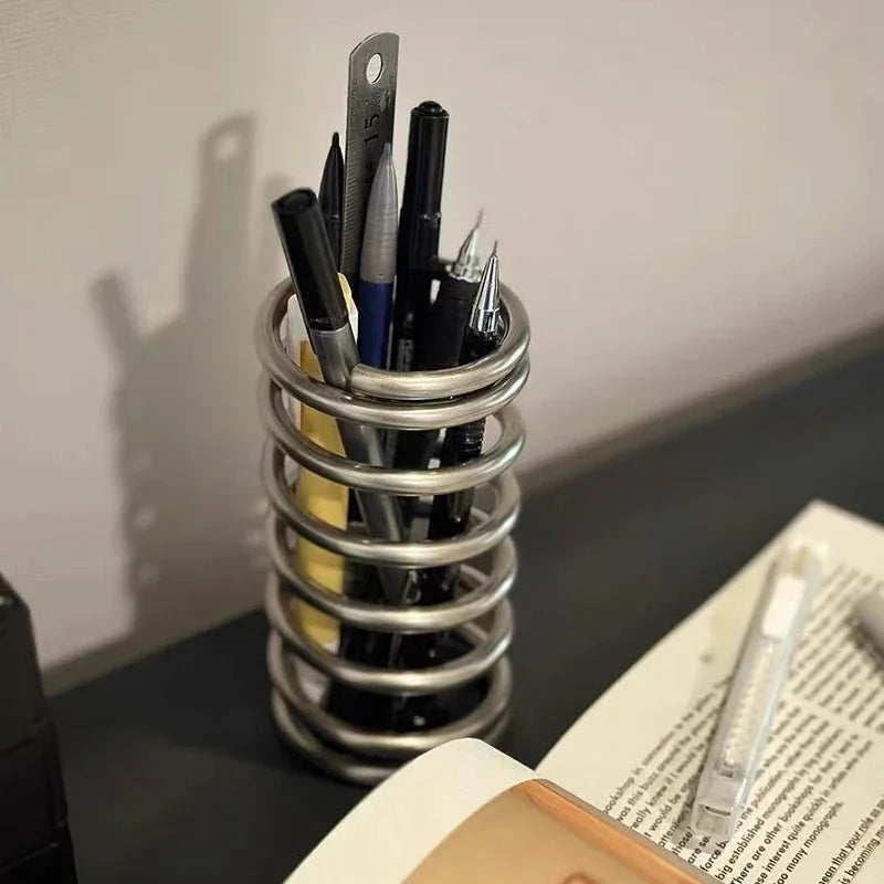Stylish Metal Toothbrush Stationery Holder – Hollow Out Desktop Storage Rack