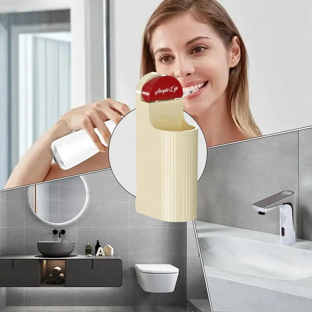 Wall Mounted Electric Toothbrush Holder Non-Drill Adhesive Stand Organizer (Red)