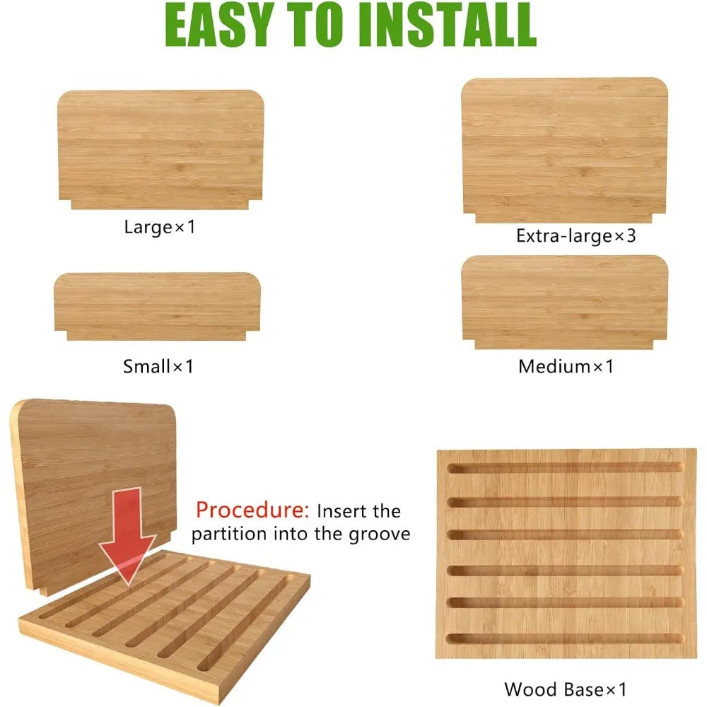 Countertop Bamboo Folder Sorter Holder – 5 Slots Desk Mail Organizer