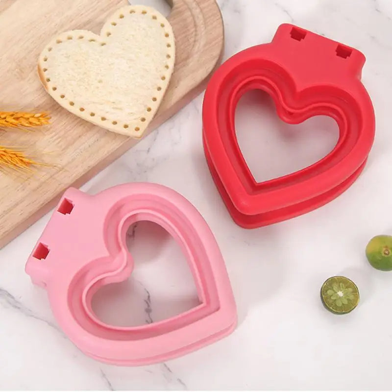 Heart Sandwich Cutter and Sealer for Kids Breakfast (Red)
