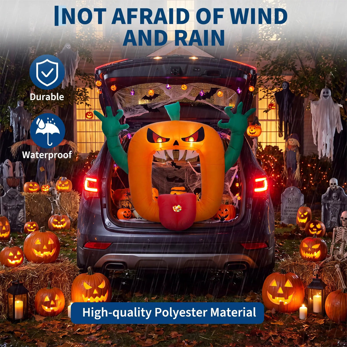 Halloween Inflatable Pumpkin Decoration 6 FT for Trunk or Treat &amp; Yard
