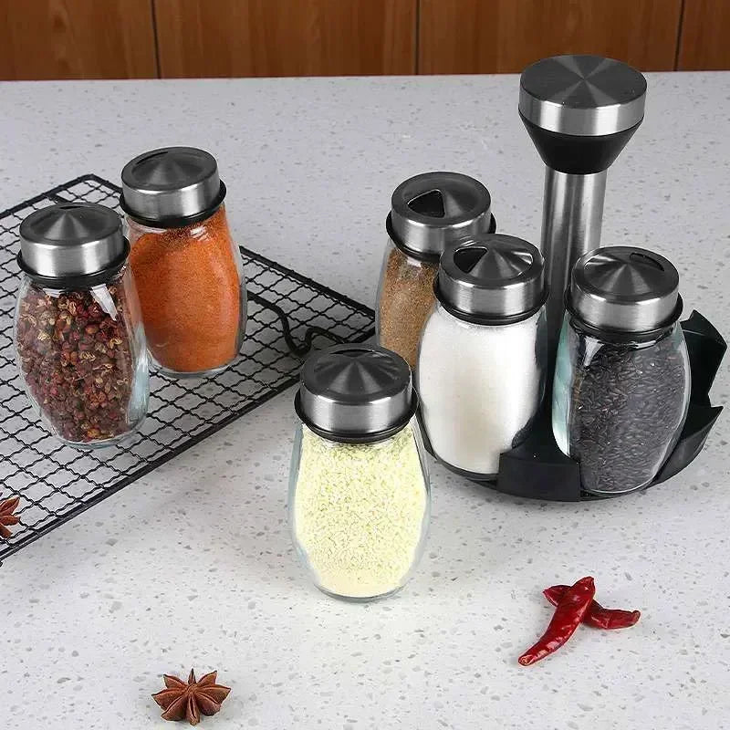 Elegant Salt &amp; Pepper Shaker Set Glass Spice Jar Seasoning Set