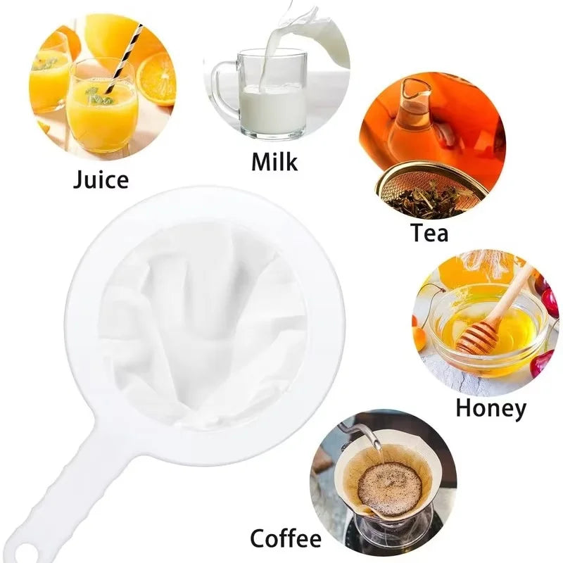 Fine Nylon Strainer Spoon – Reusable Filter for Coffee, Milk, Soy Milk &amp; Yogurt, Kitchen and Dining Tool