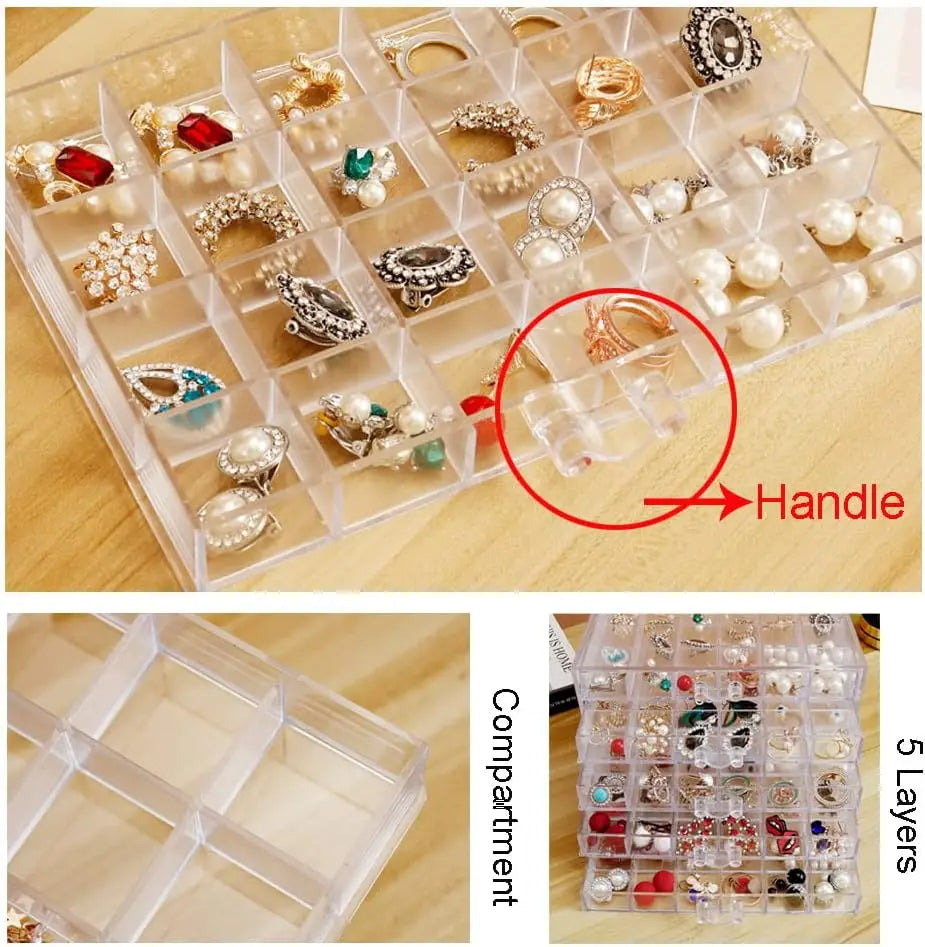 Acrylic Earring Storage Box Organizer with Drawers