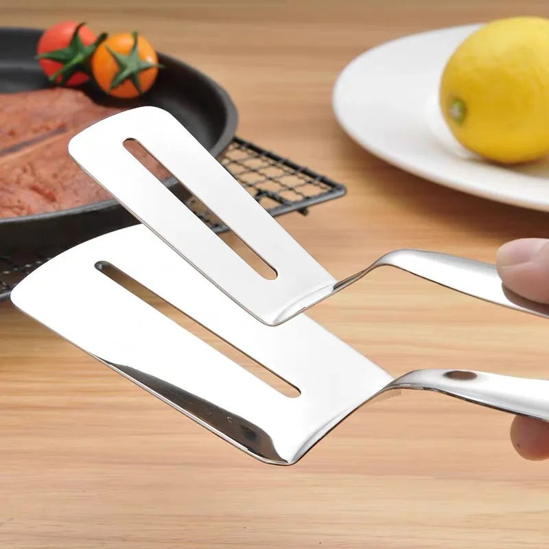 2-in-1 Stainless Steel Food Turner &amp; Tongs – Professional Meat Flipper