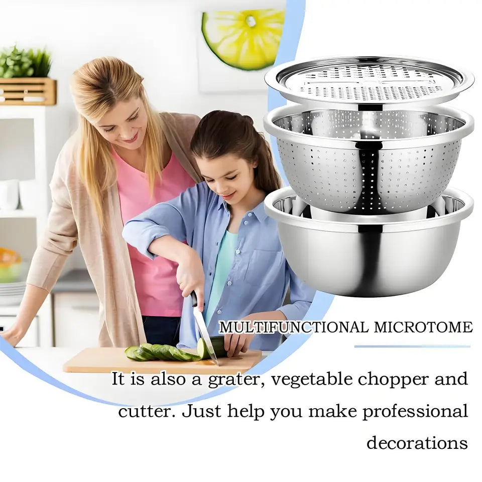 5-in-1 Steel Cheese Grater with Draining Basket