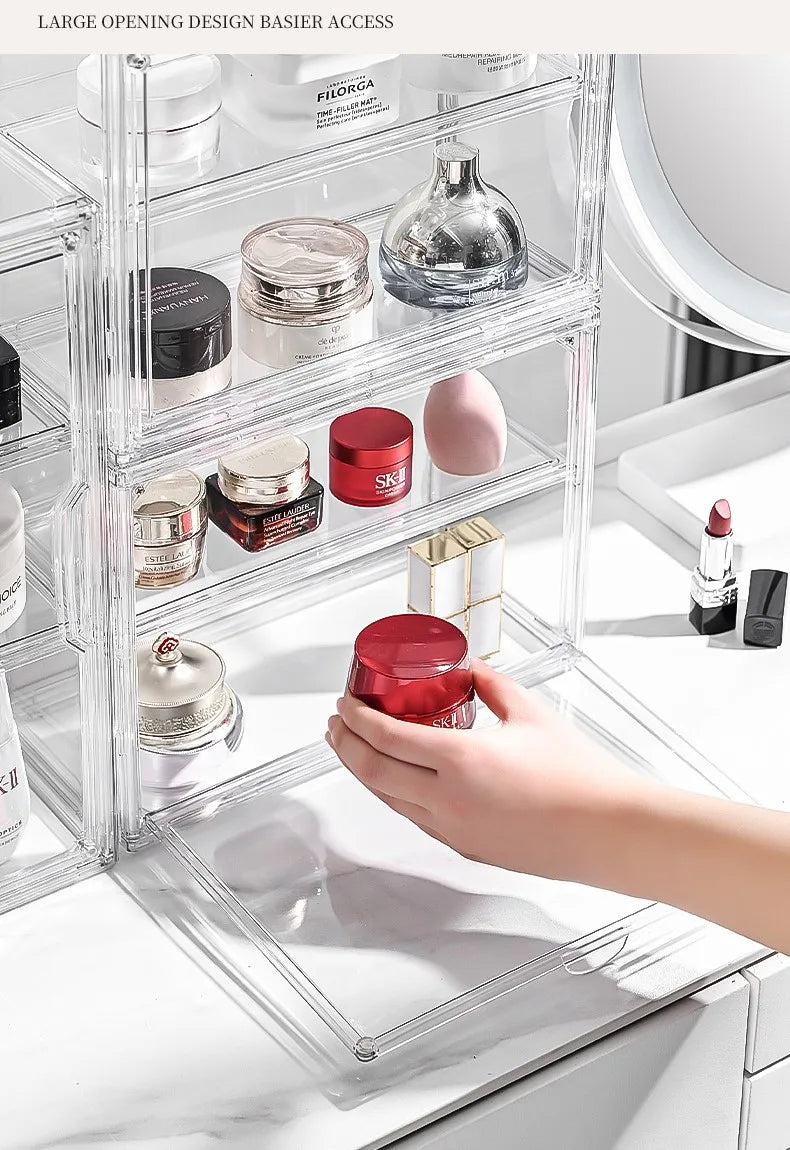 Clear Dustproof Makeup Organizer Layered Storage (Large)