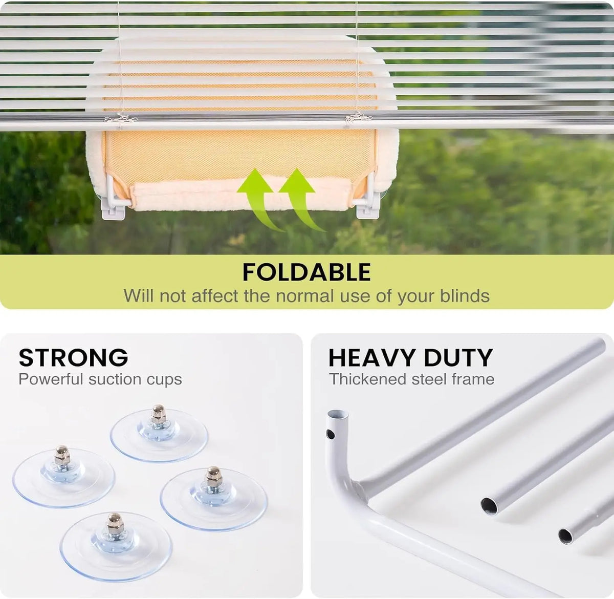Foldable Cat Window Perch with Strong Suction Cups (Off White)
