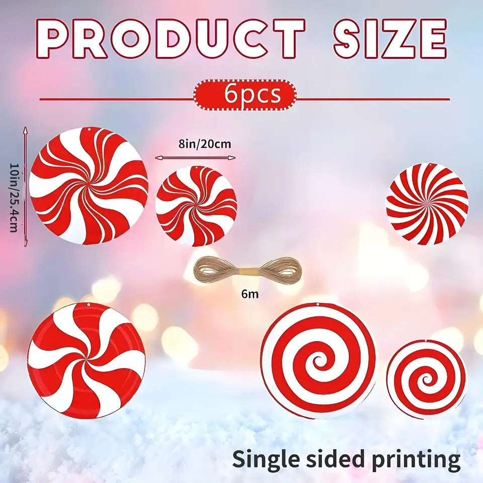 6 Pcs Large Christmas Candy Hanging Decor