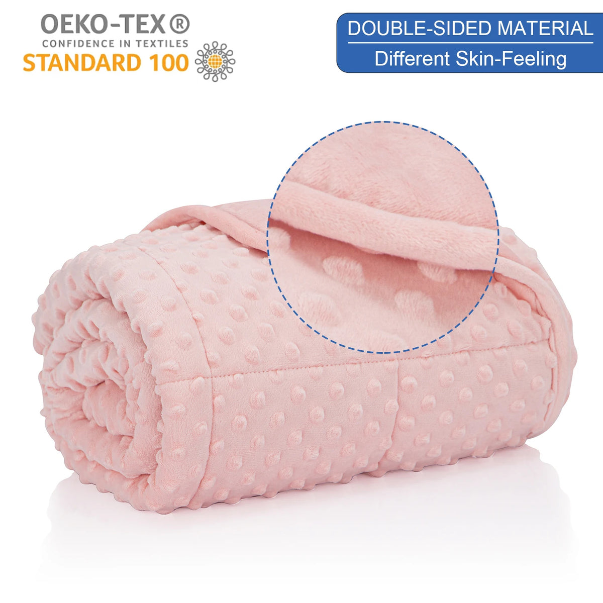 Soft Minky Weighted Throw Blanket Heavy Blanket with Glass Beads for All Seasons (Pink)