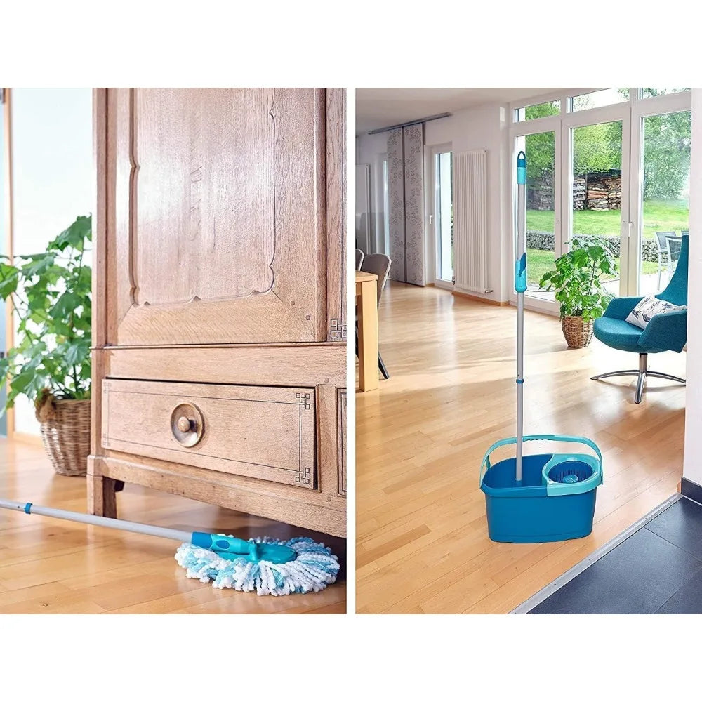 Spin Mop and Bucket Set with Wheels Easy Wring Floor Cleaning System