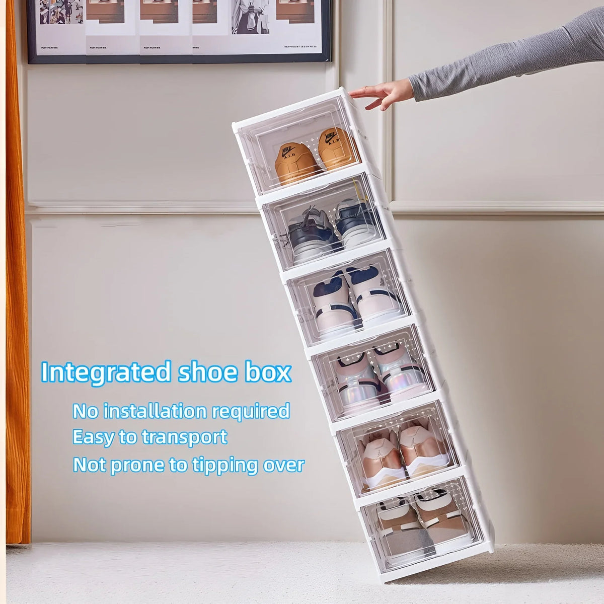Foldable Transparent Shoe Storage Box 6-Layers