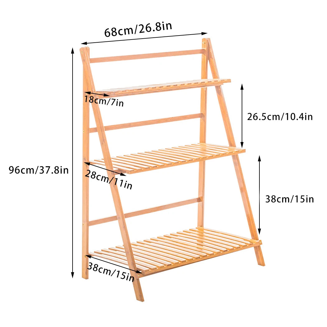 Folding Display Ladder Shelf Indoor Outdoor Garden Rack and Storage Holder