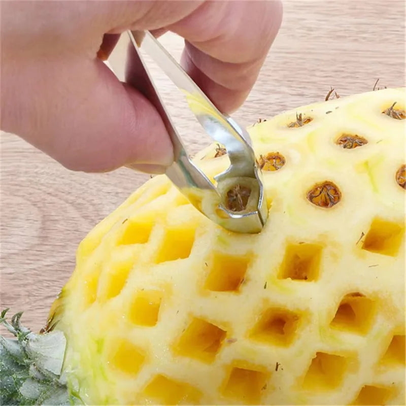 Stainless Steel Strawberry Peeler, Pineapple Corer &amp; Slicer – Multifunctional Fruit Prep Kitchen Tool with Clips