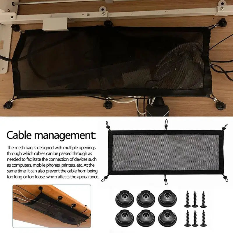 Under Desk Cable Management Net Mesh Durable Wire Organizers