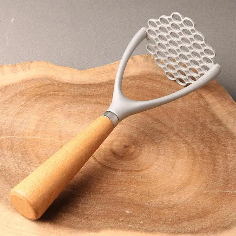 Heavy Duty Potato Masher with Ergonomic Wood Handle