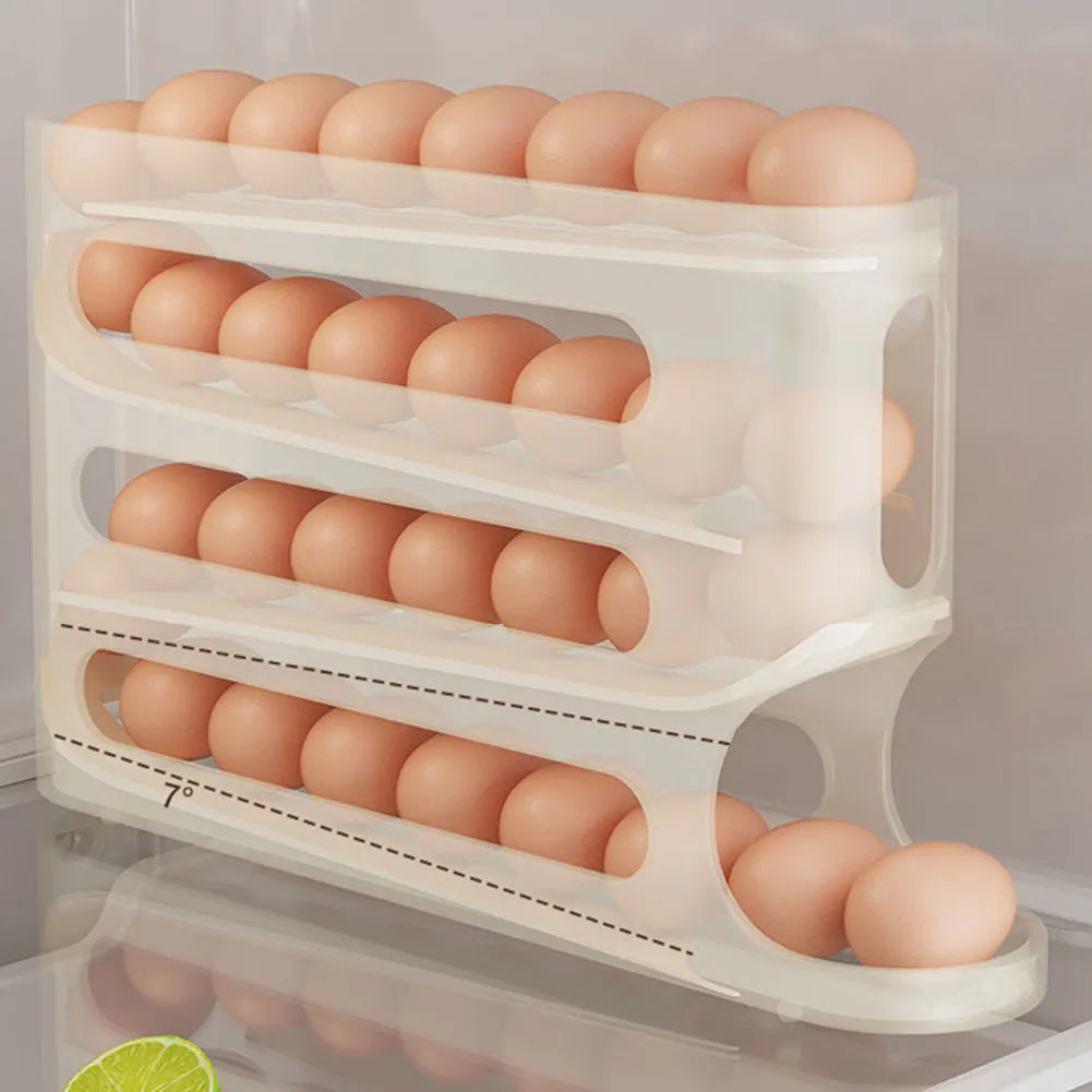 Automatic Scrolling Egg Rack 4 Layers Space-Saving Rolling Eggs Container
