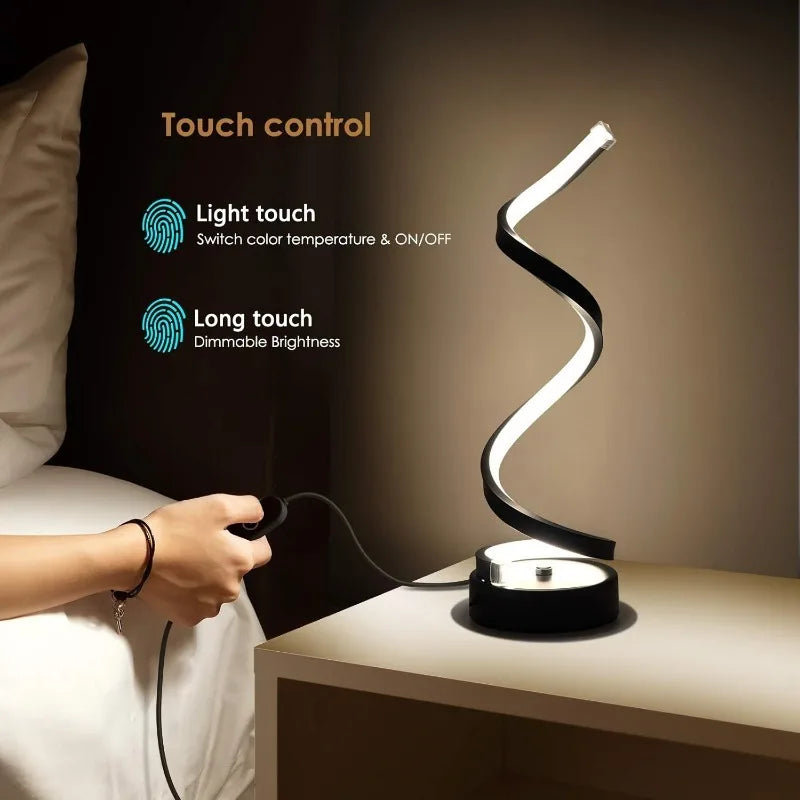 Multifunction Spiral Table Lamp – Modern LED Minimalist Design with Dimmable, Soft Light &amp; Adjustable Arm