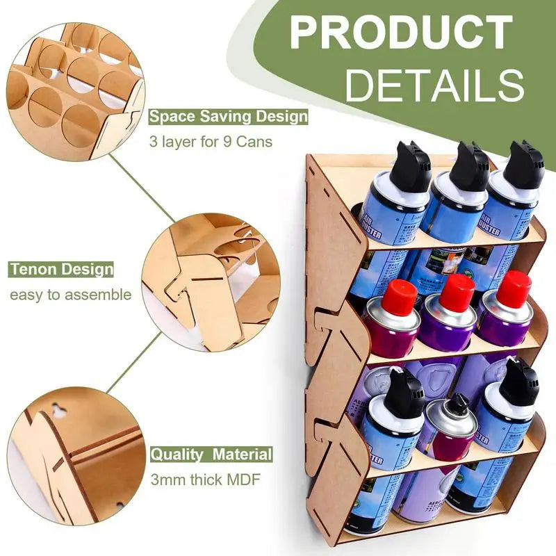 Spray Paint Storage Wall Rack 9-Slot Aerosol Can Organizer