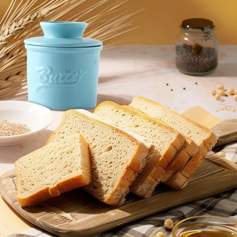 Handmade Ceramic Cylindrical Butter Keeper (White)