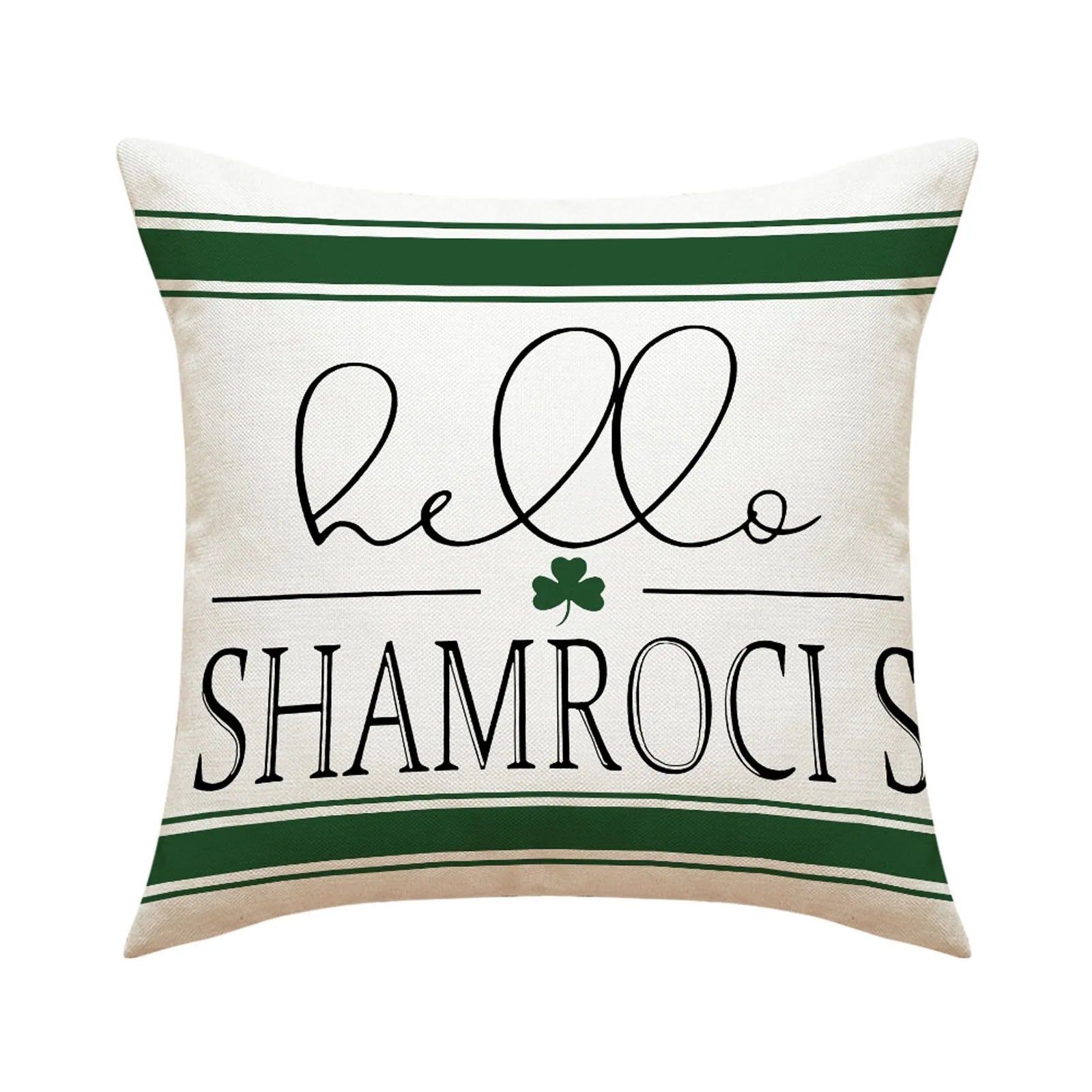 St Patricks Day Pillow Cover Shamrock Pillow Lucky Letter Print