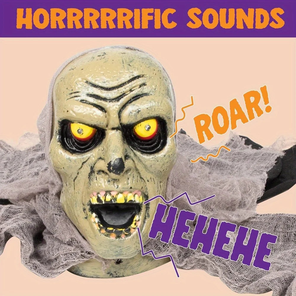 Halloween Groundbreaker Zombie Decoration with Sound and Flashing Eyes – Indoor &amp; Outdoor Yard Prop