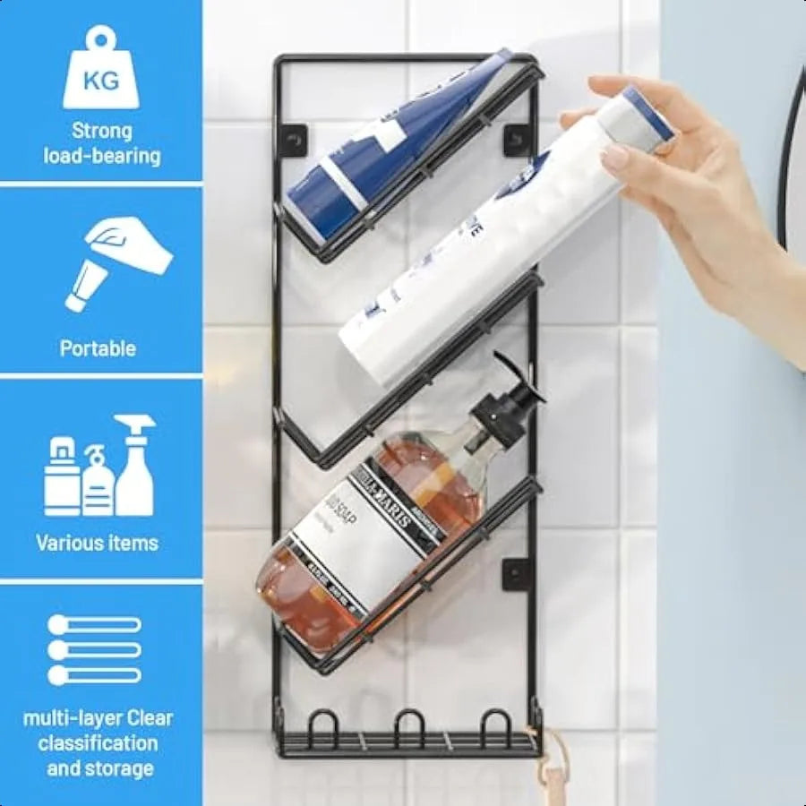 Modern Shower Caddy 2-Pack Adhesive Wall-Mounted Rustproof Shelves