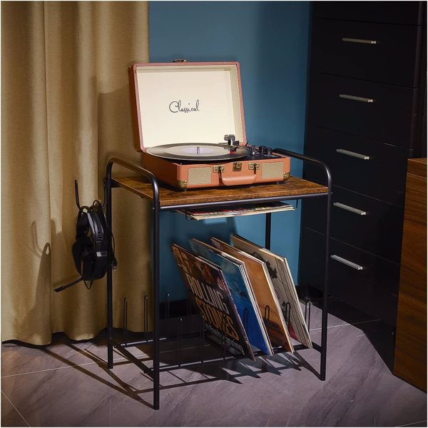 Vinyl Record Player Stand with Storage