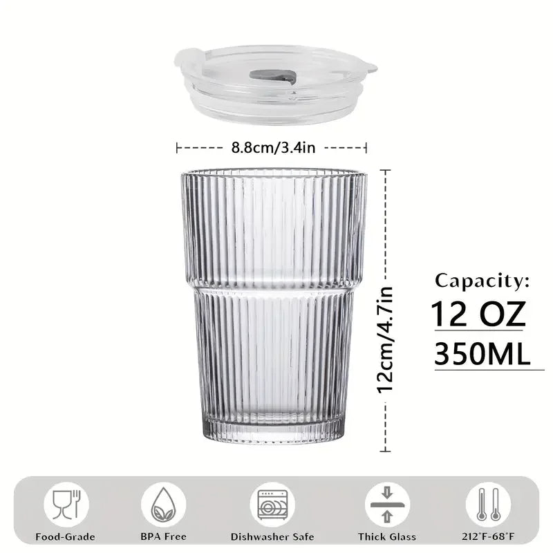 Reusable Iced Coffee Cups 12oz with Lid Straw Set of 6