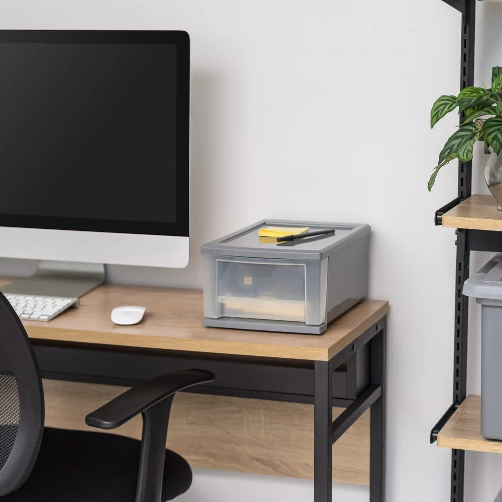 Stackable Plastic Storage Bins 7QT Modular Drawers Organizer