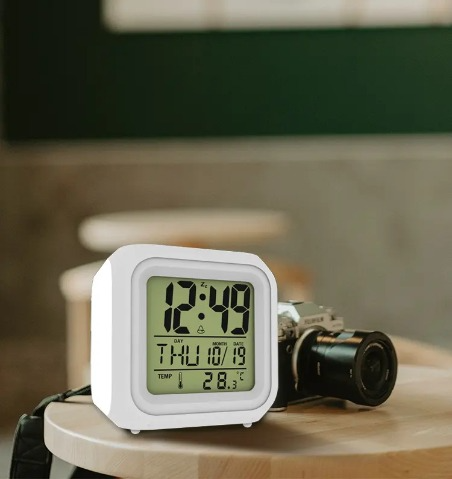 7-Color LED Digital Alarm Clock with Illuminated Display (White)