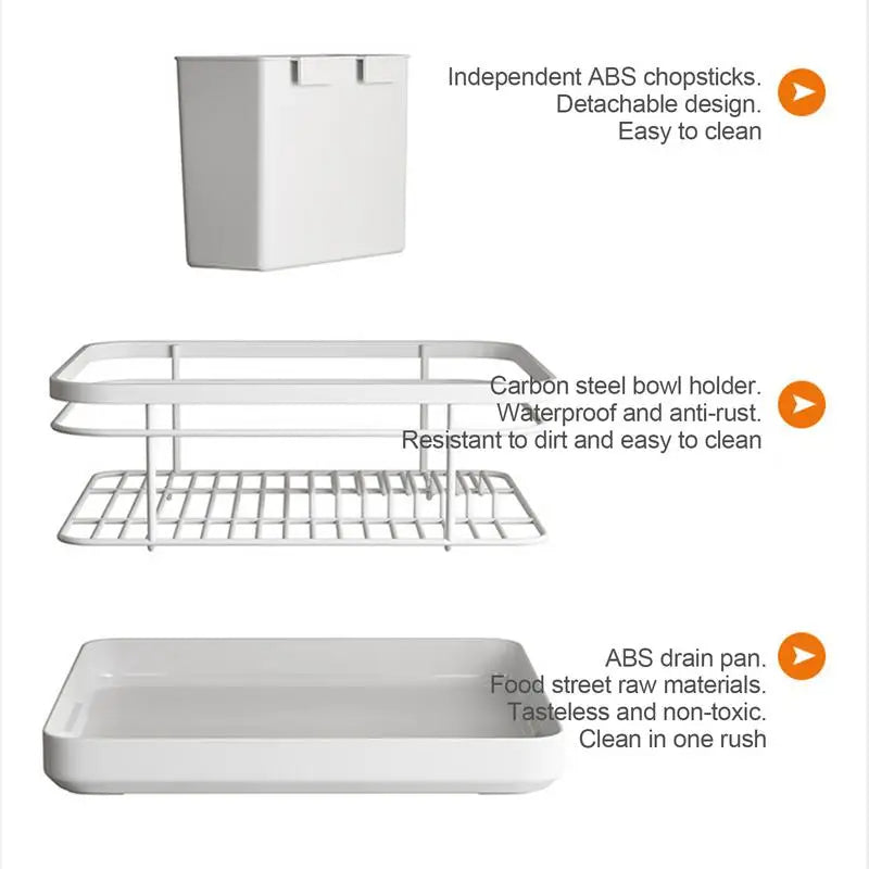 Dish Drying Rack with Utensil Holder Drip Tray (Gold)