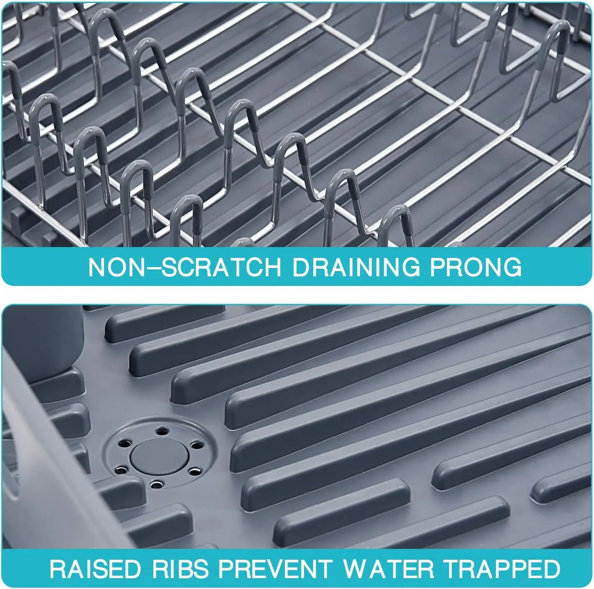 Expandable Kitchen Counter Dish Rack with Drainer