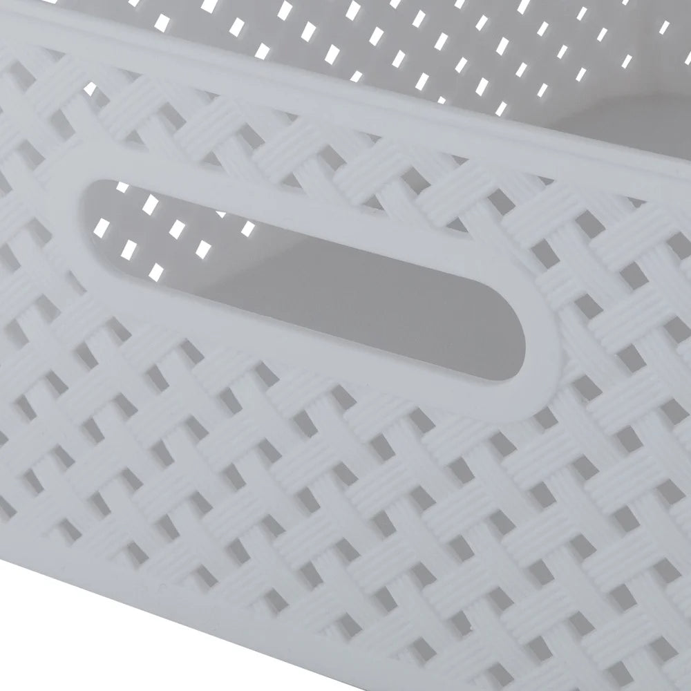 Durable Plastic Wicker Baskets 2-Pack for Home Office