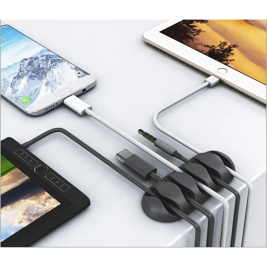 16-Pack White Self-Adhesive Desk Cable Management Clips